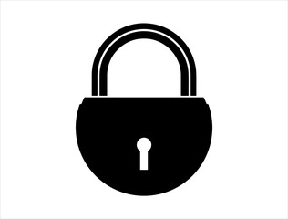 Pad lock silhouette vector art white background