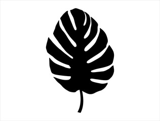 Palm leaf silhouette vector art white background