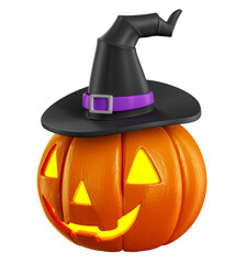 Halloween pumpkin on transparent background in 3D Illustration