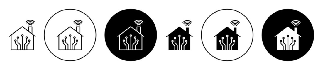 smart home icon set in black filled and outlined style. suitable for UI designs