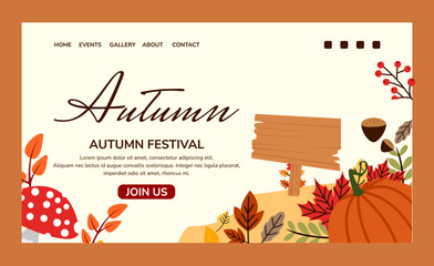 Flat landing page template for autumn celebration