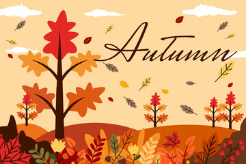 Background of flat autumn landscape vector template