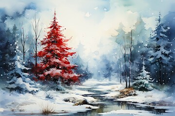 Christmas Background watercolor painting