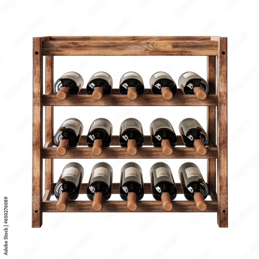 Wall mural Rustic Wine Racks isolated on transparent background