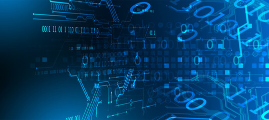 Abstract background on technological and scientific topics. Various techno details with using digital code.