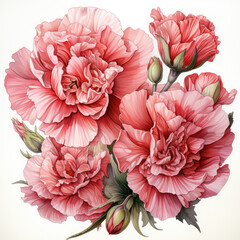 watercolor Carnation clipart, Generative Ai
