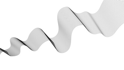 Technology abstract lines on white background. Undulate Grey Wave Swirl, frequency sound wave, twisted curve lines with blend effect.	