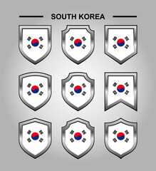 South Korea National Emblems Flag with Luxury Shield