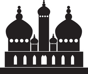 Simple black flat drawing of the Russian historical landmark monument of the SAINT BASIL'S CATHEDRAL, MOSCOW