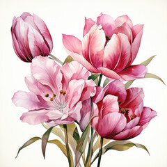 Fototapeta premium watercolor Tulip clipart, Generative Ai