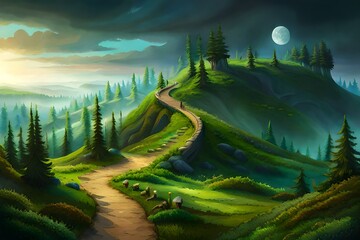 landscape with the moon