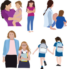 Obraz premium Various people, children, mothers and daughters