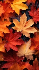 Naklejka na ściany i meble Autumn colorful leaves background, Falling leaves natural background, generative ai