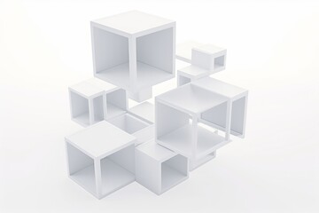 Connected white cubes, 3d render, Generative AI