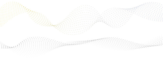 Abstract colorful flowing dots wave curved lines, frequency sound, technology curve dots lines. Digital future technology concept, technology, science, banner, template, wallpaper, business, games.