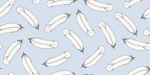 Seamless pattern with feathers. Vector illustration.