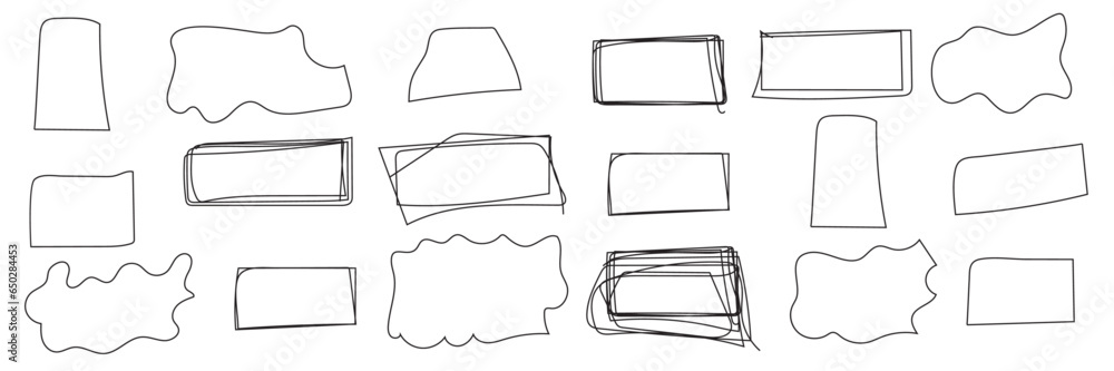 Poster abstract set of sketch lines geometric squares element. hand drawn pen lines doodle sketches squares