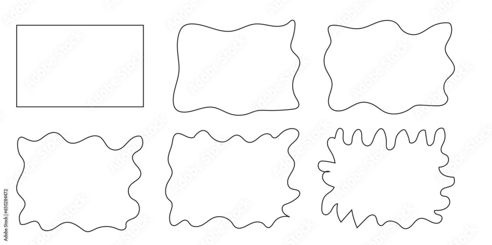 Poster abstract set of sketch lines geometric squares element. hand drawn pen lines doodle sketches squares