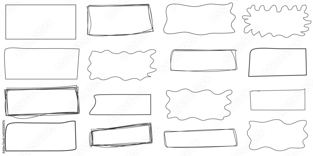 Poster abstract set of sketch lines geometric squares element. hand drawn pen lines doodle sketches squares