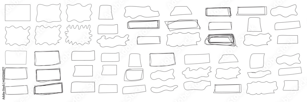 Poster abstract set of sketch lines geometric squares element. hand drawn pen lines doodle sketches squares