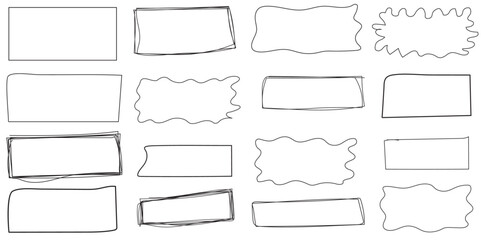 Obraz premium Abstract set of sketch lines geometric squares element. Hand drawn pen lines doodle sketches squares lines. Hand drawn marker and pencil thick squares in different directions.