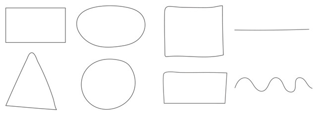 Abstract set of sketch lines geometric element. Hand drawn pen lines doodle sketches geometric lines. Hand drawn marker and pencil thick squares, triangle in different geometric background.