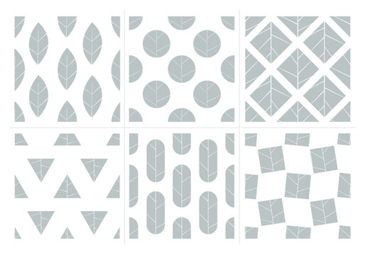 Set of abstract seamless patterns in scandinavian style. Minimalistic monochrom designes for web, print, fabric, packaging.  