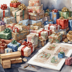 Christmas gifts
"An elegantly wrapped Christmas gift with a shimmering red bow, nestled among festive holiday decorations, bathed in soft, warm lighting. The anticipation of joy and surprise captured"