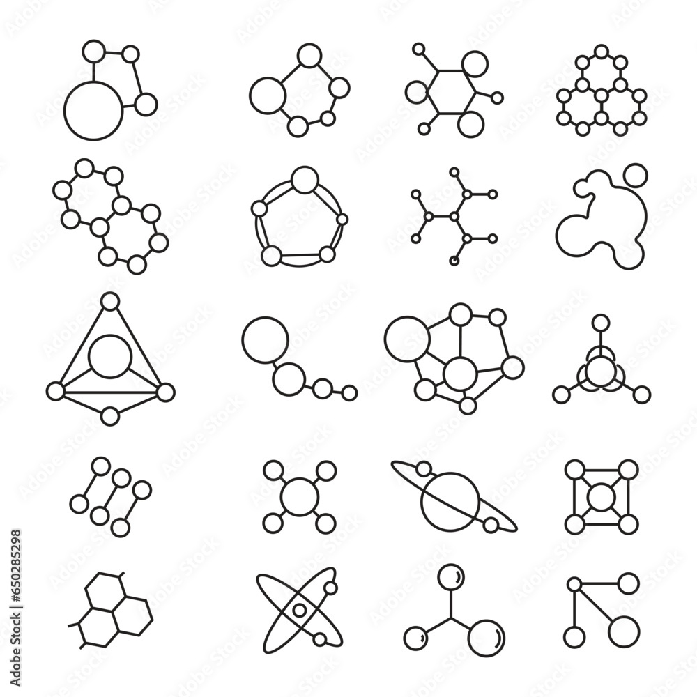 Poster molecule icon set. thin line vector icons for mobile concepts and web apps. premium set of connectio