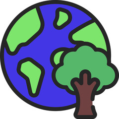 Tree With Earth Icon