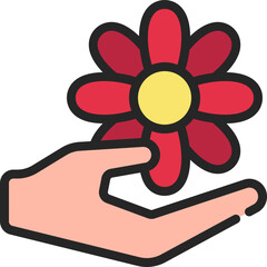 Hand Giving Flower Icon