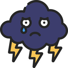 Sad Face Thunder Cloud Icon