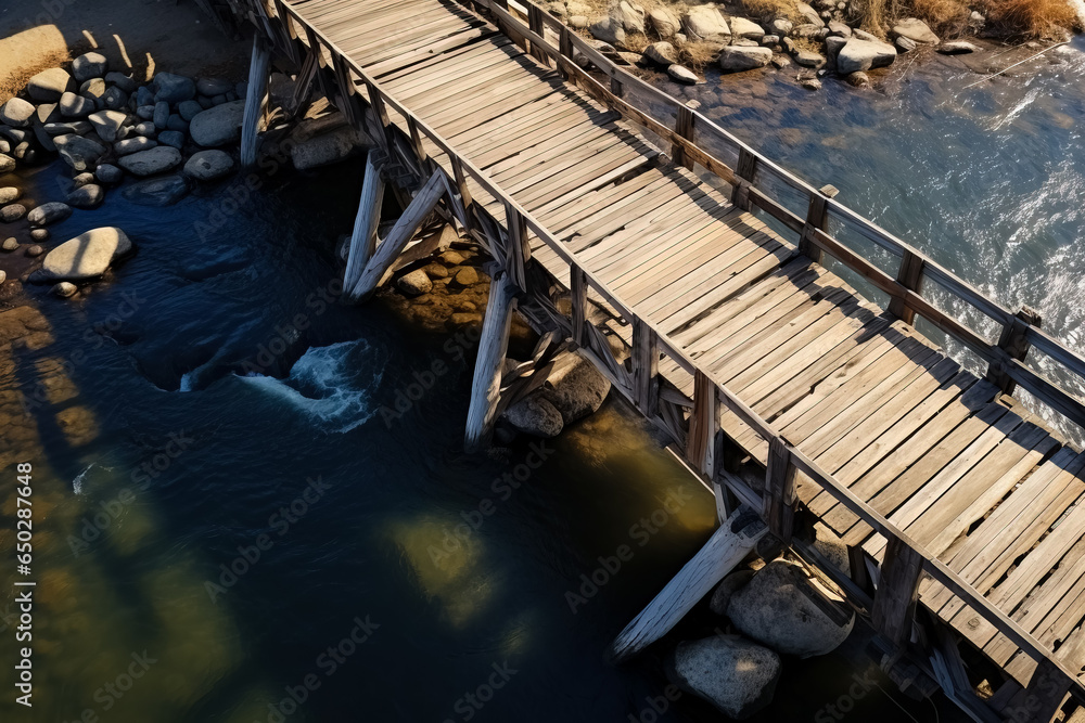 Aufkleber aerial view of old wooden covered bridge background with empty space for text