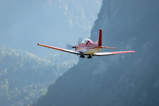 Pilatus PC-7 airplane in Mollis in Switzerland 18.8.23