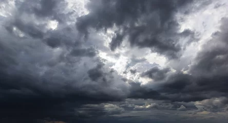  The dark sky with heavy clouds converging and a violent storm before the rain.Bad or night weather sky and environment. carbon dioxide emissions, greenhouse effect, global warming, climate change © death_rip