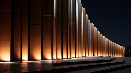 linhas arquitetônicas iluminadas à noite