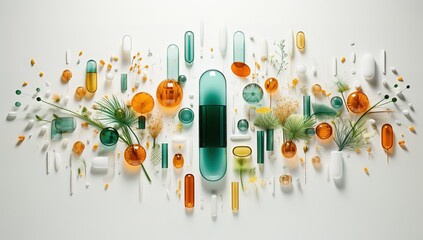 Capsule of vitamin tablets. Dietary supplement and healthy eating concept. - obrazy, fototapety, plakaty