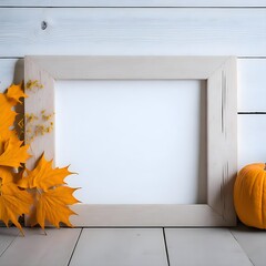 Obraz premium Home interior poster mock up with pumpkins