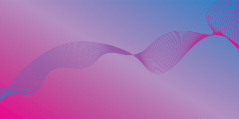 Dark abstract background with glowing wave. Shiny moving lines design element. Modern purple blue gradient flowing wave lines. Futuristic technology