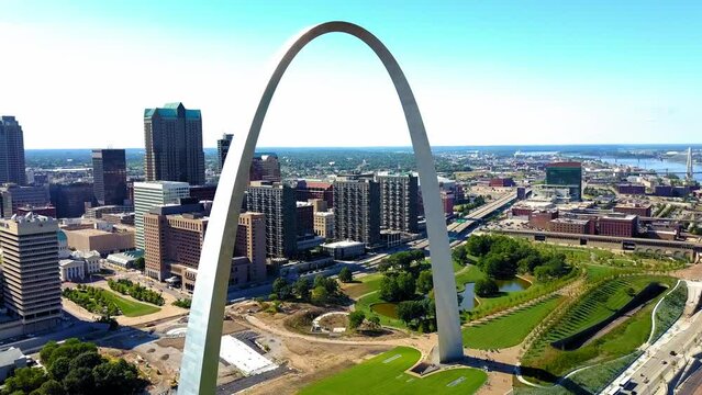 Aerial Shot Of Monument And Buildings In City Against Sky - Kansas City, Missouri