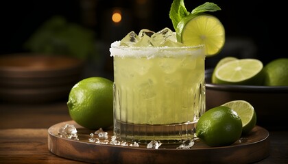 mojito cocktail on wooden table