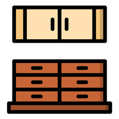 Kitchen Cabinet Vector Icon Design Illustration