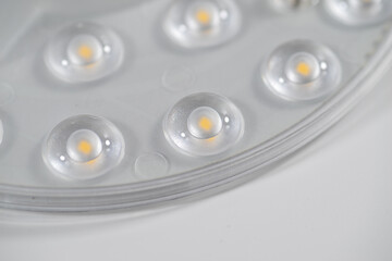 Transparent LED panel with light emitting diodes, shot through protective glass,Led light bulb