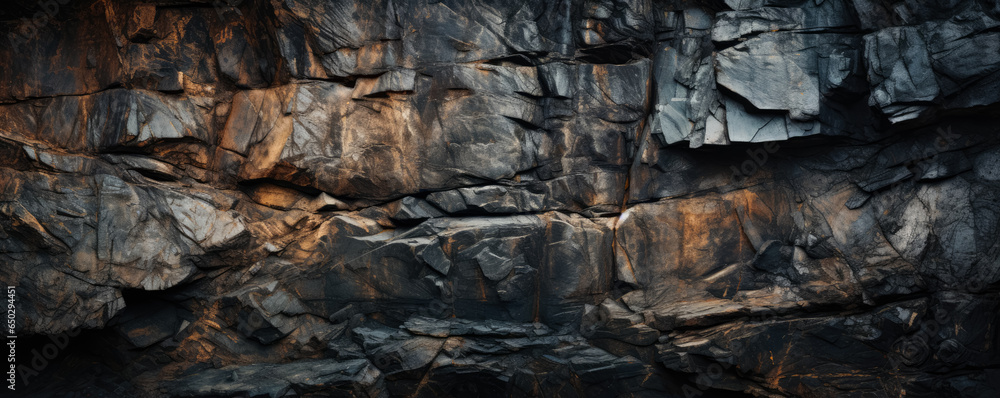 Poster rocky cave wall textures up close background with empty space for text
