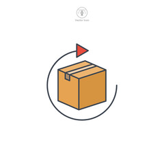 Cardboard Box with Return Arrow icon symbol vector illustration isolated on white background