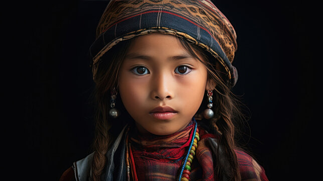 Portrait of Young Akha woman in the Thailand