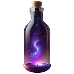 Enchanting Cosmos: Isolated Galaxy Captured in a Bottle, Adding Celestial Magic to Designs with Cosmic Elegance. transparent background.