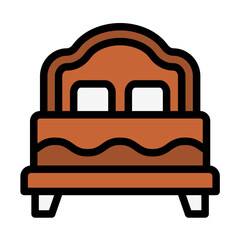 Double Bed Vector Icon Design Illustration