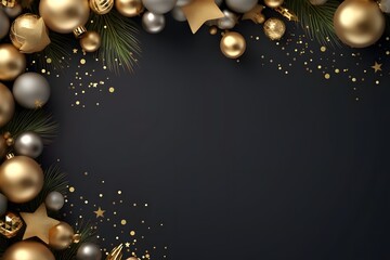 Christmas frame decoration on black background.