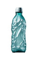 Wrinkled water bottle, Transparent background
